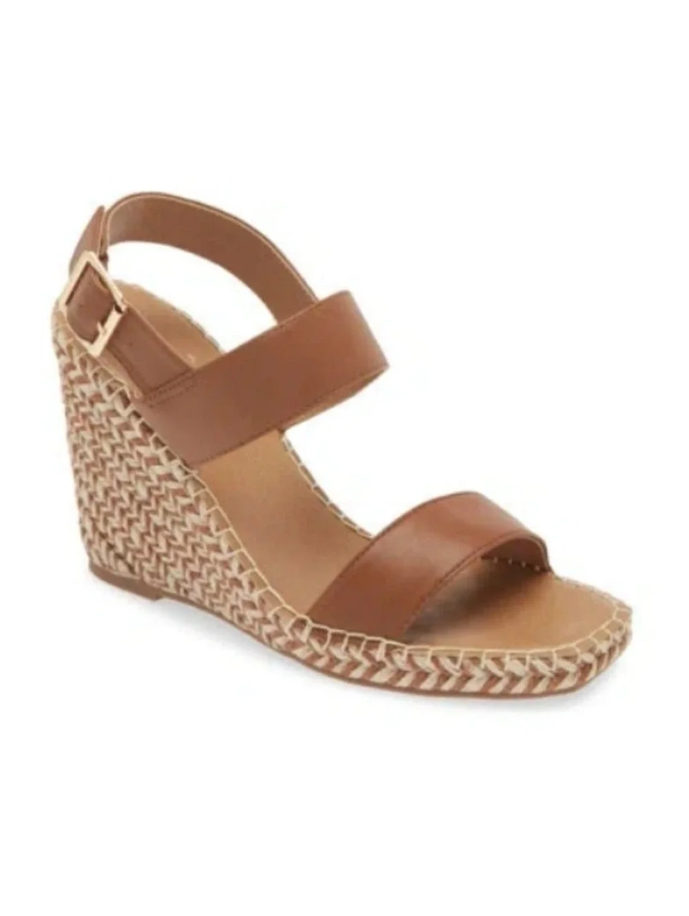 Steve Madden Women Tan Leather Espadrille Wedge Sandals Ankle Strap Size 11M